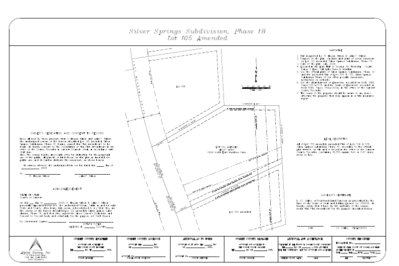 Silver Springs Amended Lot B-104 and Lot B-105 plat map