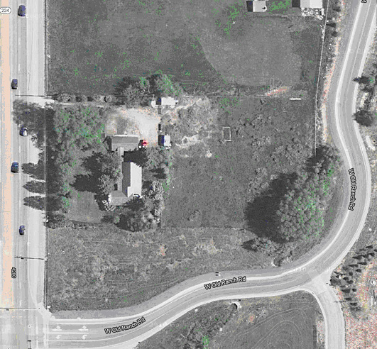 Aerial view of 4290 Highway 224 property before trees were killed and removed.