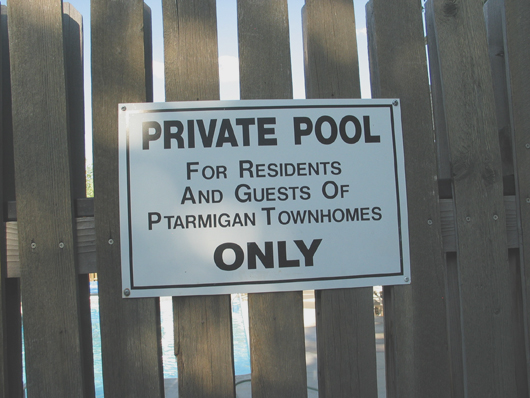Ptarmigan - swimming pool sign